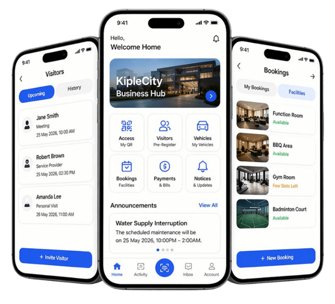 KipleHome app screens